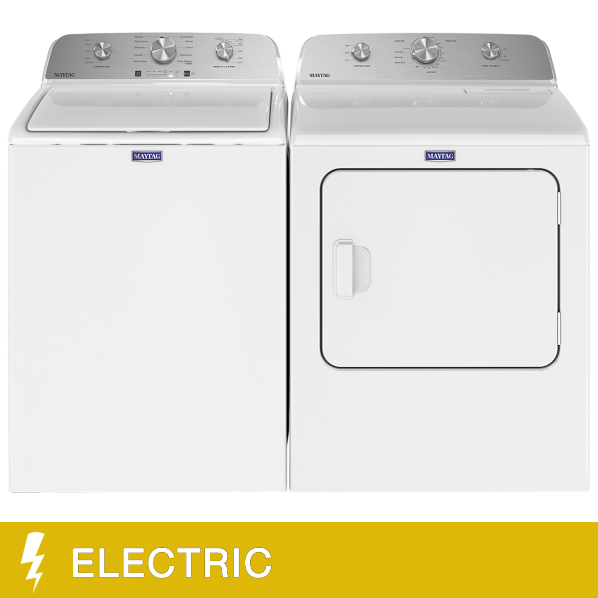 Maytag 27 in White 2piece Laundry Suite with 5.2 cu ft. Top Load Washer and 7.0 cuft. Electric