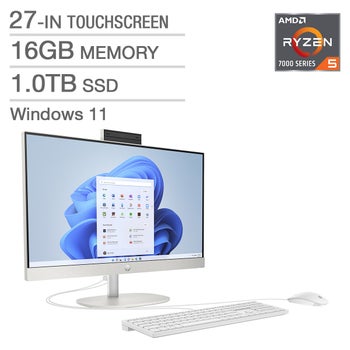 HP 27-in. All-in-One Touchscreen Desktop, AMD Ryzen 5 7520U - 16GB RAM, 1TB SSD