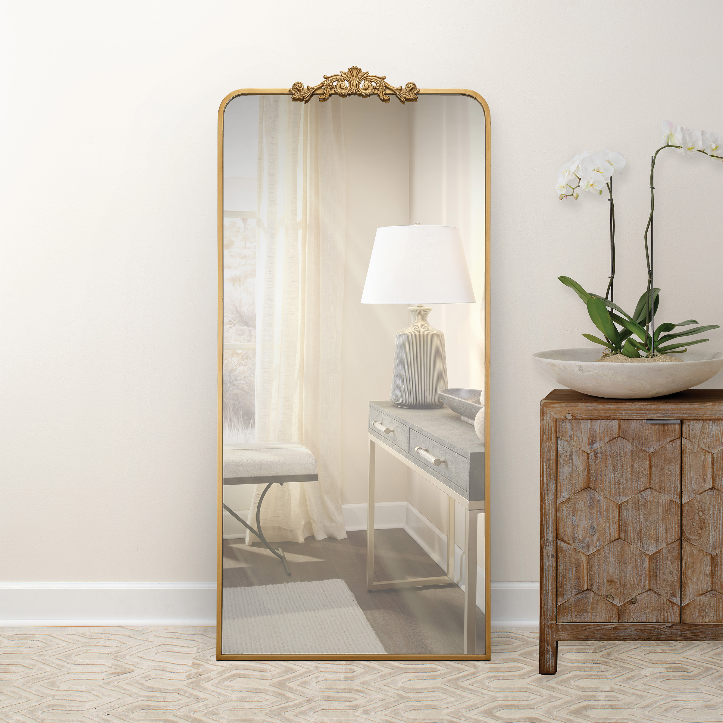 Ravena Floor Mirror - Silver Frame Finish