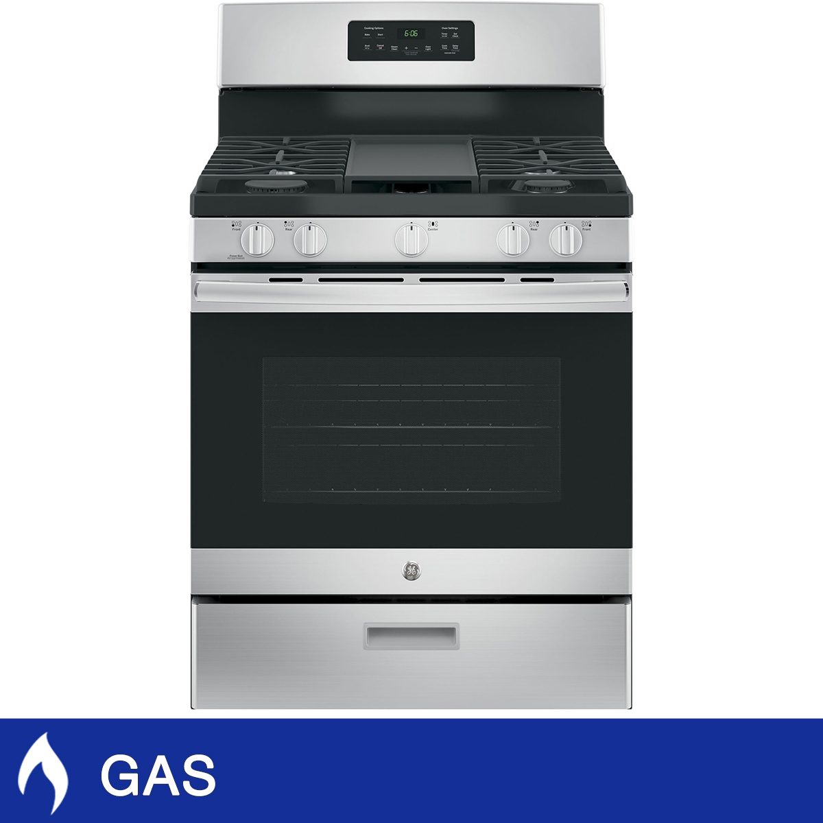 GE Stainless Steel 30 in. Freestanding Steam Clean Natural Gas Range