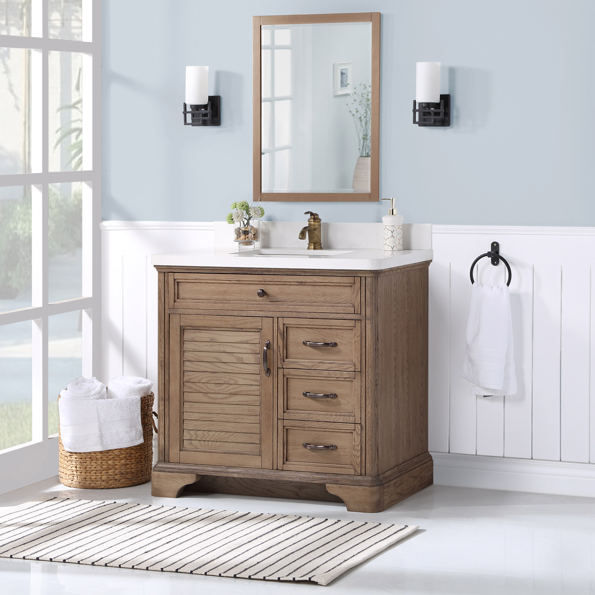 Northridge Home Augusta 36 in. Louvered Reversible Door Bathroom Vanity