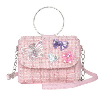 OMG Accessories Tweed Butterfly Applique Mini Flap Bag | Costco