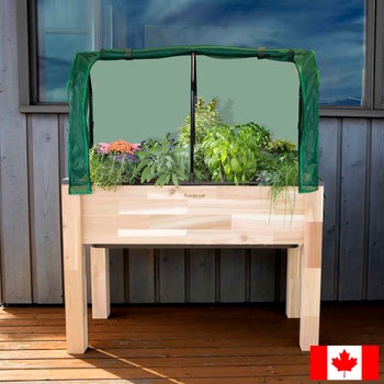 Cedarcraft Self-watering Elevated Cedar Planter with Greenhouse and Cover