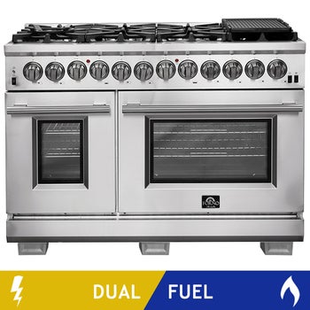 Forno Capriasca 48 in 6.58 cu ft Stainless Steel Dual Fuel 8-Burner Range with Convection Oven