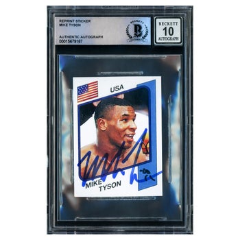Mike Tyson Autographed 1986 Panini Supersport Reprint Rookie Retro