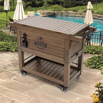 Tommy Bahama 100-quart Rolling Wood Cooler Costco