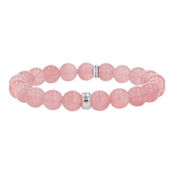 Sheryl Lowe Rose Quartz Bracelet with Smooth Rondelle Accent Bead
