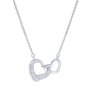 Round Brilliant Diamond Interlocking Hearts Necklace, 0.25 ctw