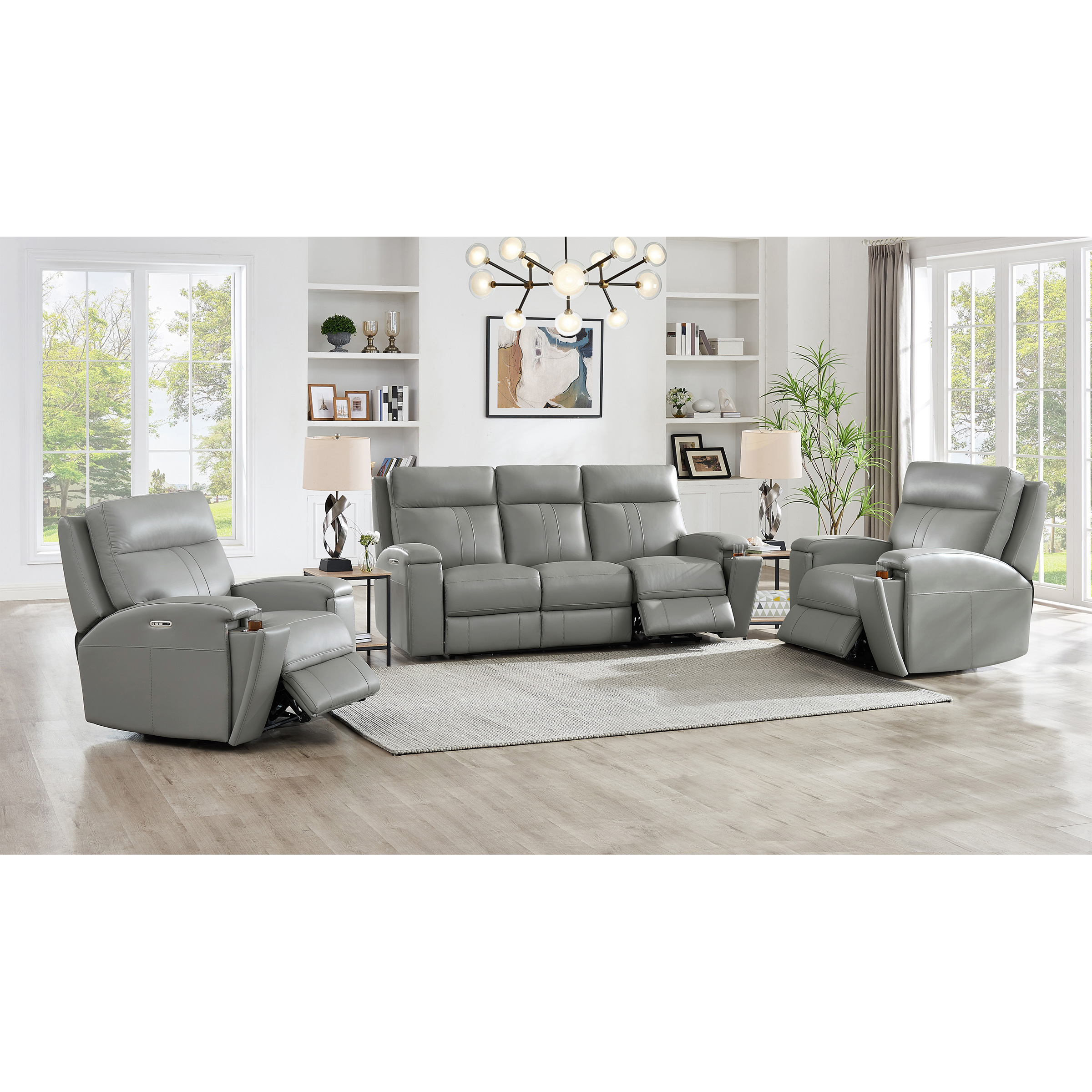 Frasier Top Grain Leather Power Reclining Sofa and 2 Chairs with Power Headrest Costco