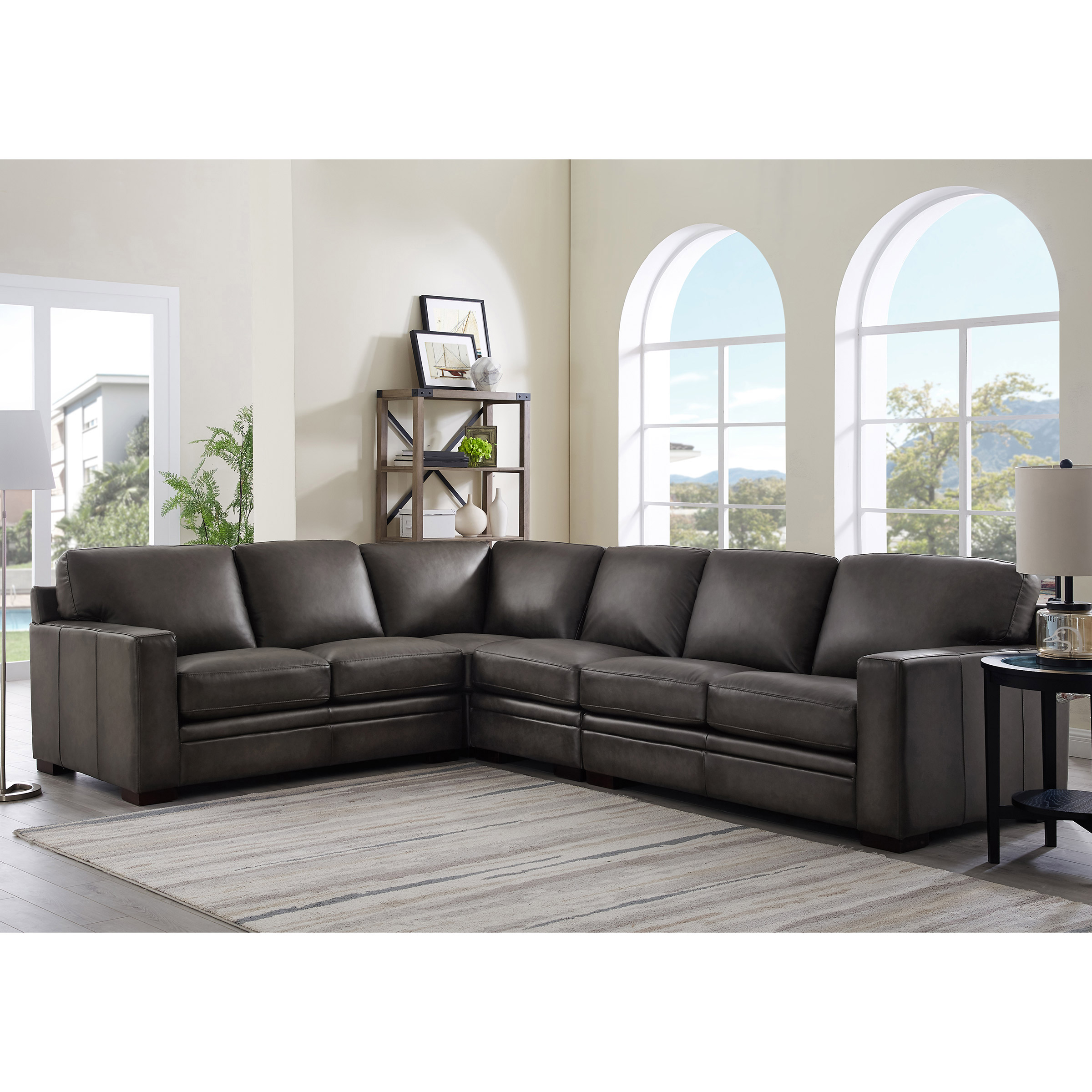 Luca Modern Topgrain Leather 4piece Sectional Costco