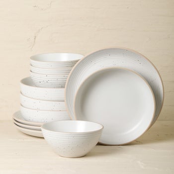 Gray Stone + Lain Lauren 12-piece Stoneware Dinnerware Set