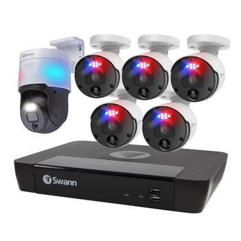 Swann 4K 12MP 8 Channel NVR Security System with 5 Bullet Cameras and 1 Pan & Tilt Camera
