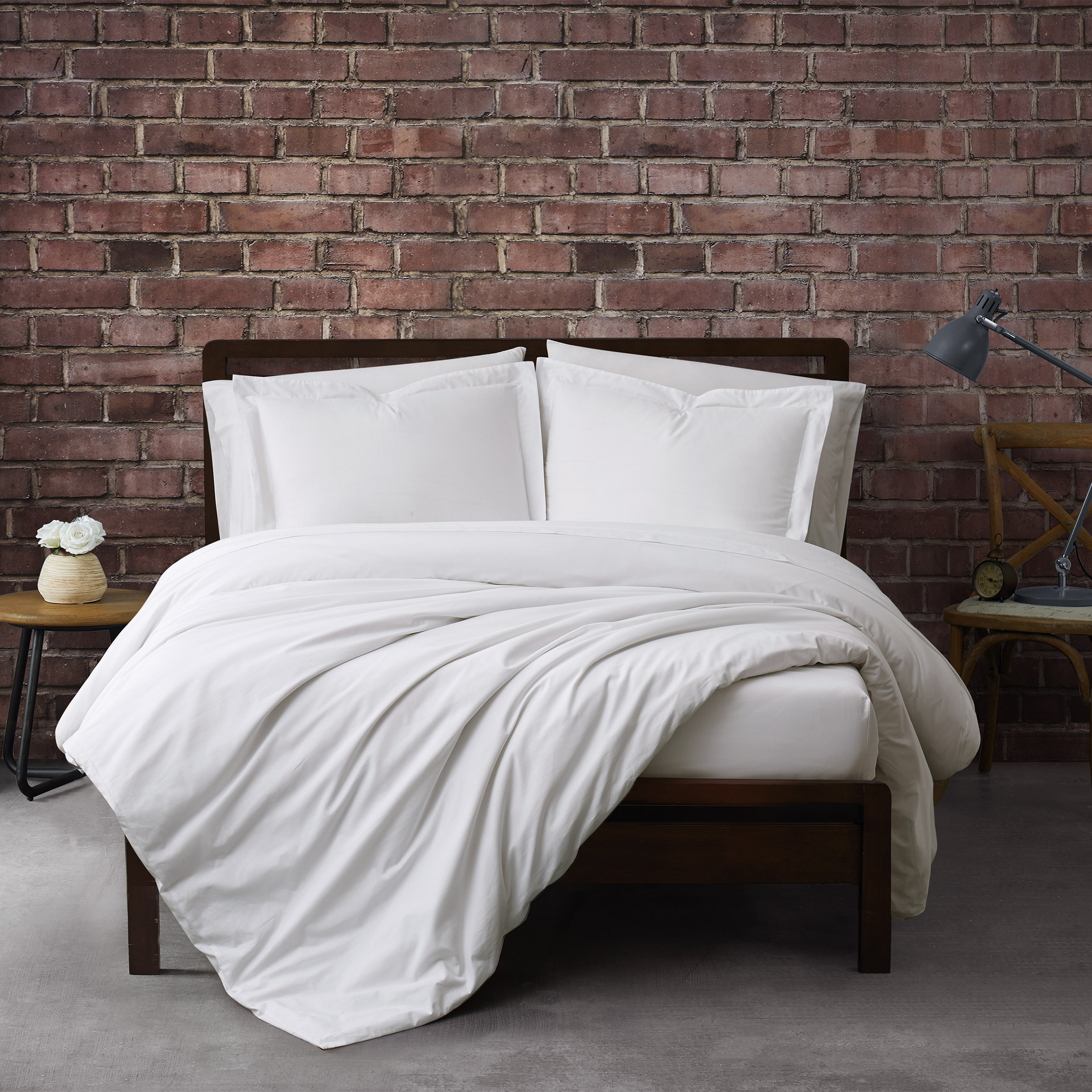 Brooklyn Loom 3piece Cotton Percale Duvet Cover Set, White Costco