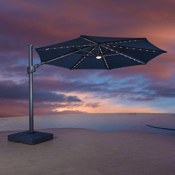 SunVilla 11' Color Changing LED Cantilever Umbrella with Rolling