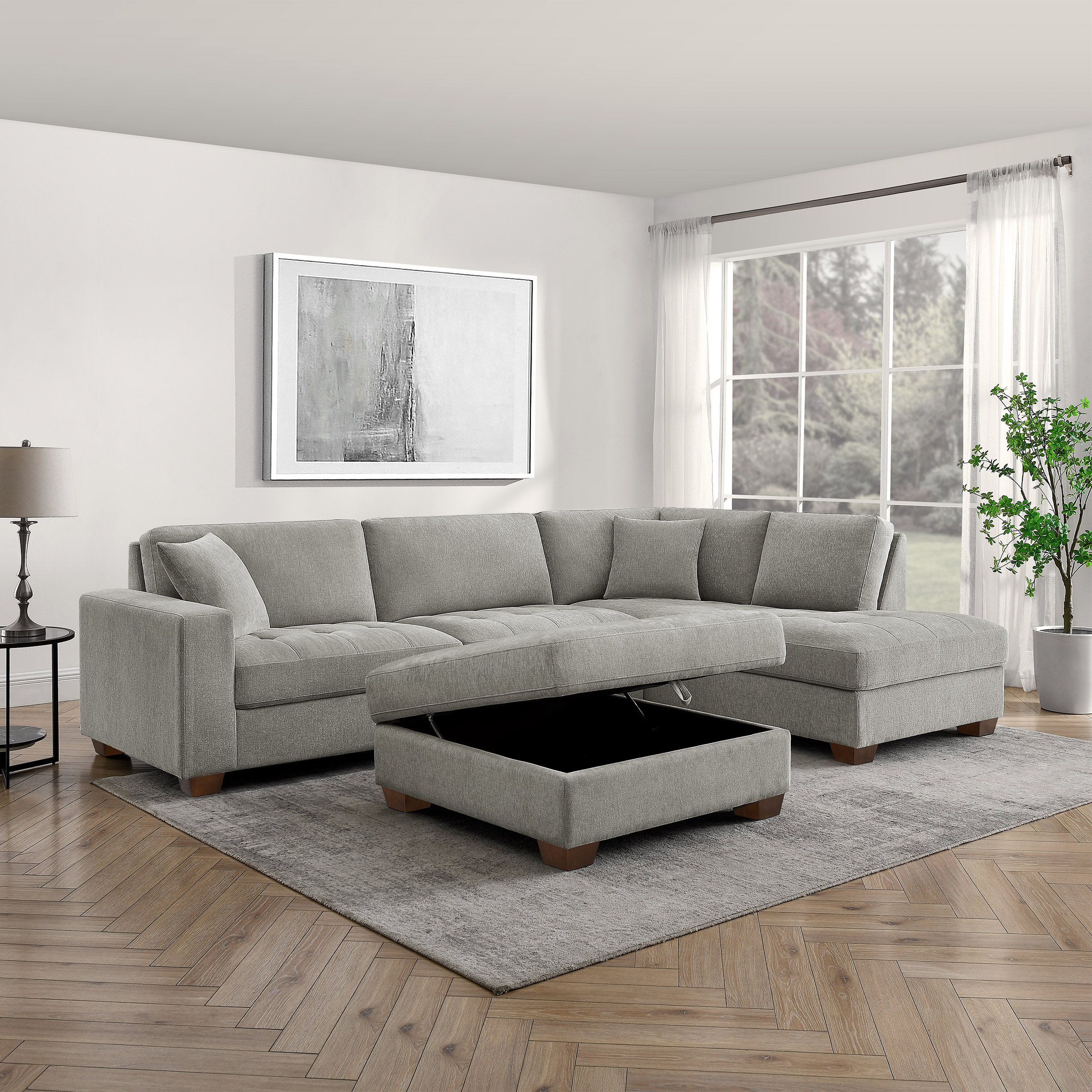 Thomasville Miles 3piece Fabric Sectional with Storage Ottoman Costco