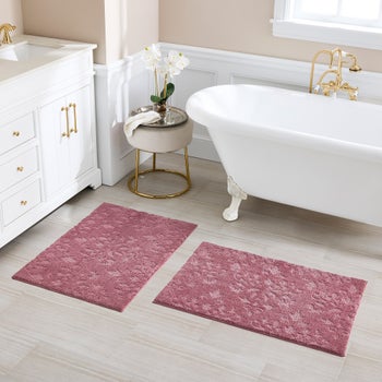 Charisma Drylon Medallion Bath Rugs, 2-pack, Dark Pink