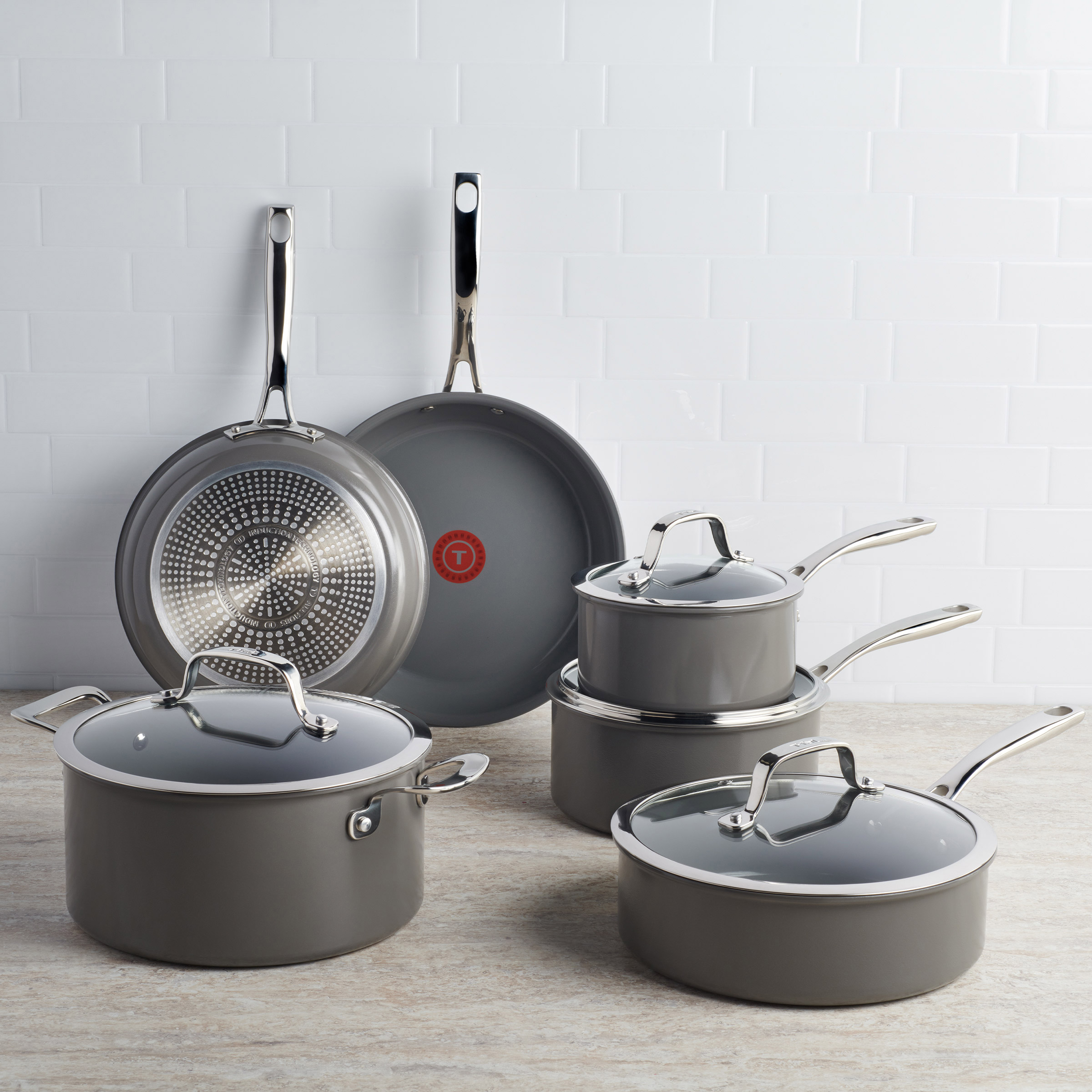T-fal Excellence Ceramic Non-Stick Cookware Set, 10-Piece