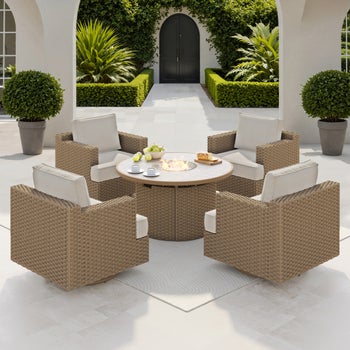 Niko Heritage 5-piece Patio Conversation Set with Fire Table | Costco