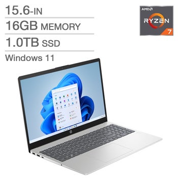 HP 15.6 in. Laptop, AMD Ryzen 7 7730U - 16GB RAM, 1TB SSD