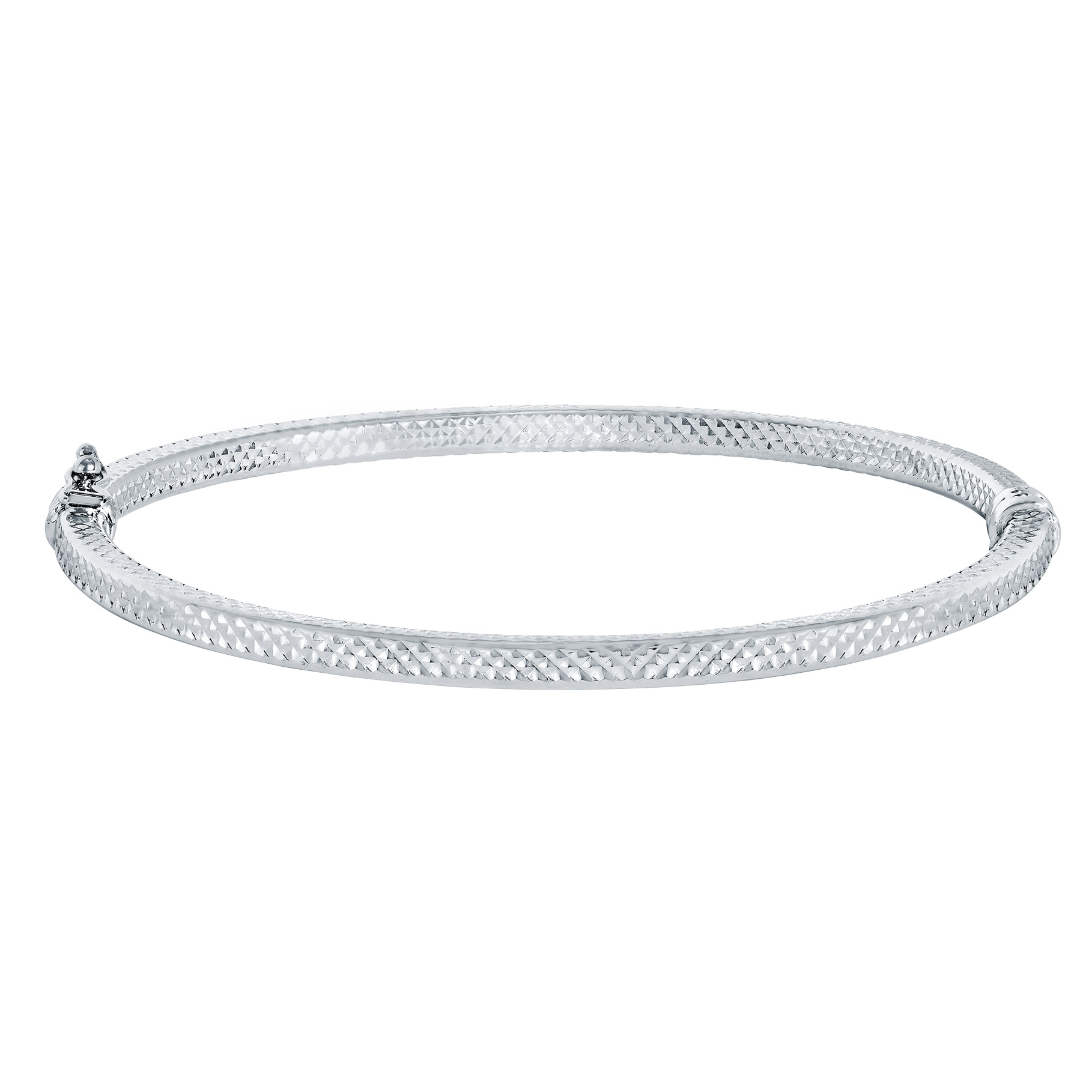 Diamond Cut Hammered Flex Bangle Bracelet in White Gold Costco
