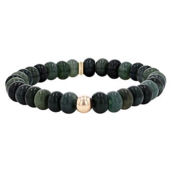 Sheryl Lowe Moss Agate 8mm Beaded Bracelet with Smooth Round