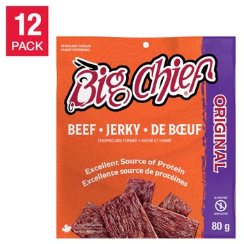 Big Chief Beef Jerky Original, 12 × 80 g