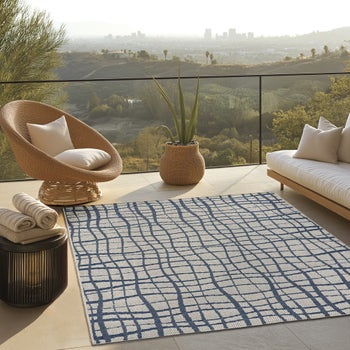 Ravenna Indoor/Outdoor Rug, Lycia Navy | Costco