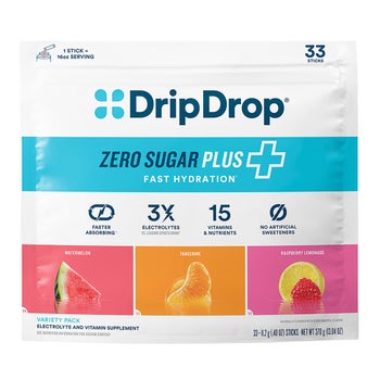 DripDrop Hydration Zero Sugar Plus, 33 Stick Packs in Resealable