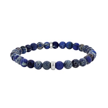 ひ*ぐ様 LOEWE ブレスレット Mr. Lowe by Sheryl Lowe Jasper Beaded Bracelet with Sterling