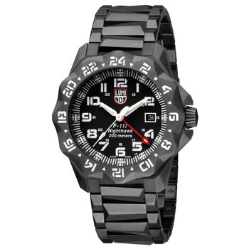Luminox Nighthawk Black Stainless Steel Men's Quartz Watch, 44mm