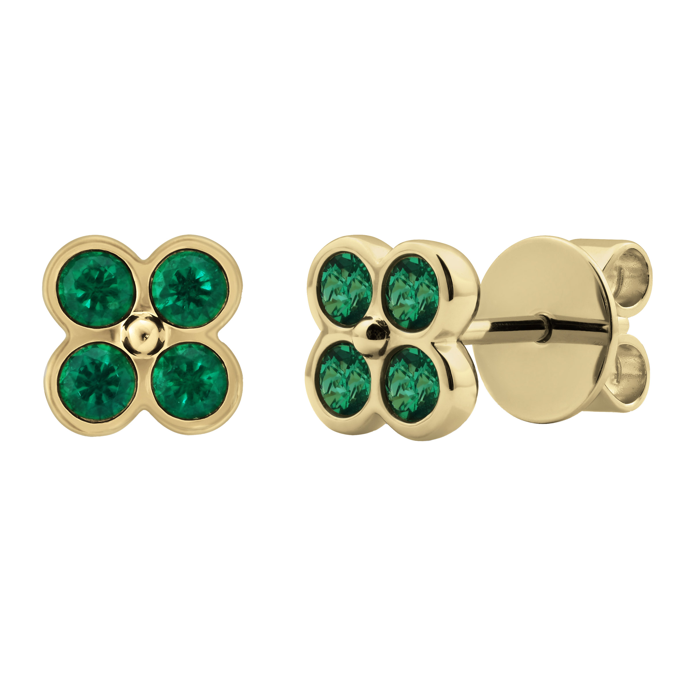 Round Cut Lab Created Emerald Earrings in Yellow Gold Costco
