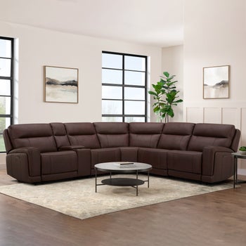 Gilman Creek 6-piece Top-grain Leather Power Reclining Sectional