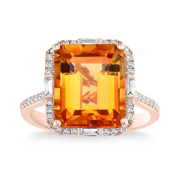 ヘイロー　ジターリング　チタニウム　ゴールド Madeira Citrine and Diamond 14kt Rose Gold Ring | Costco