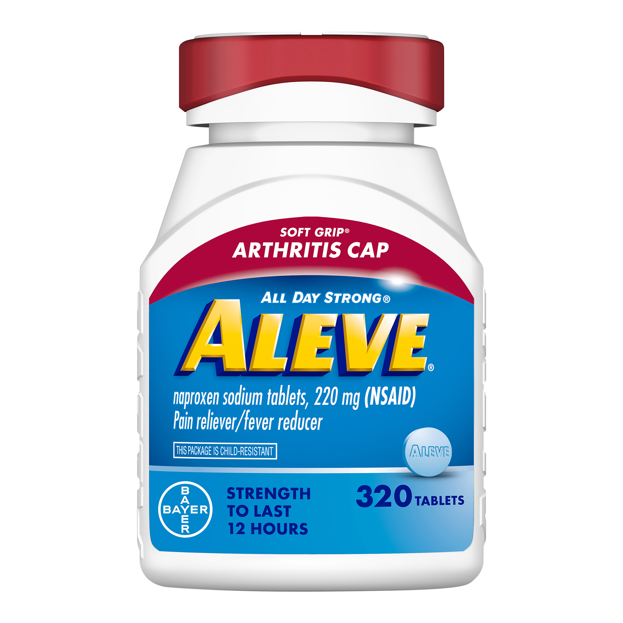 Aleve Naproxen Sodium 220 Mg. Soft Grip Arthritis Cap Pain Reliever ...