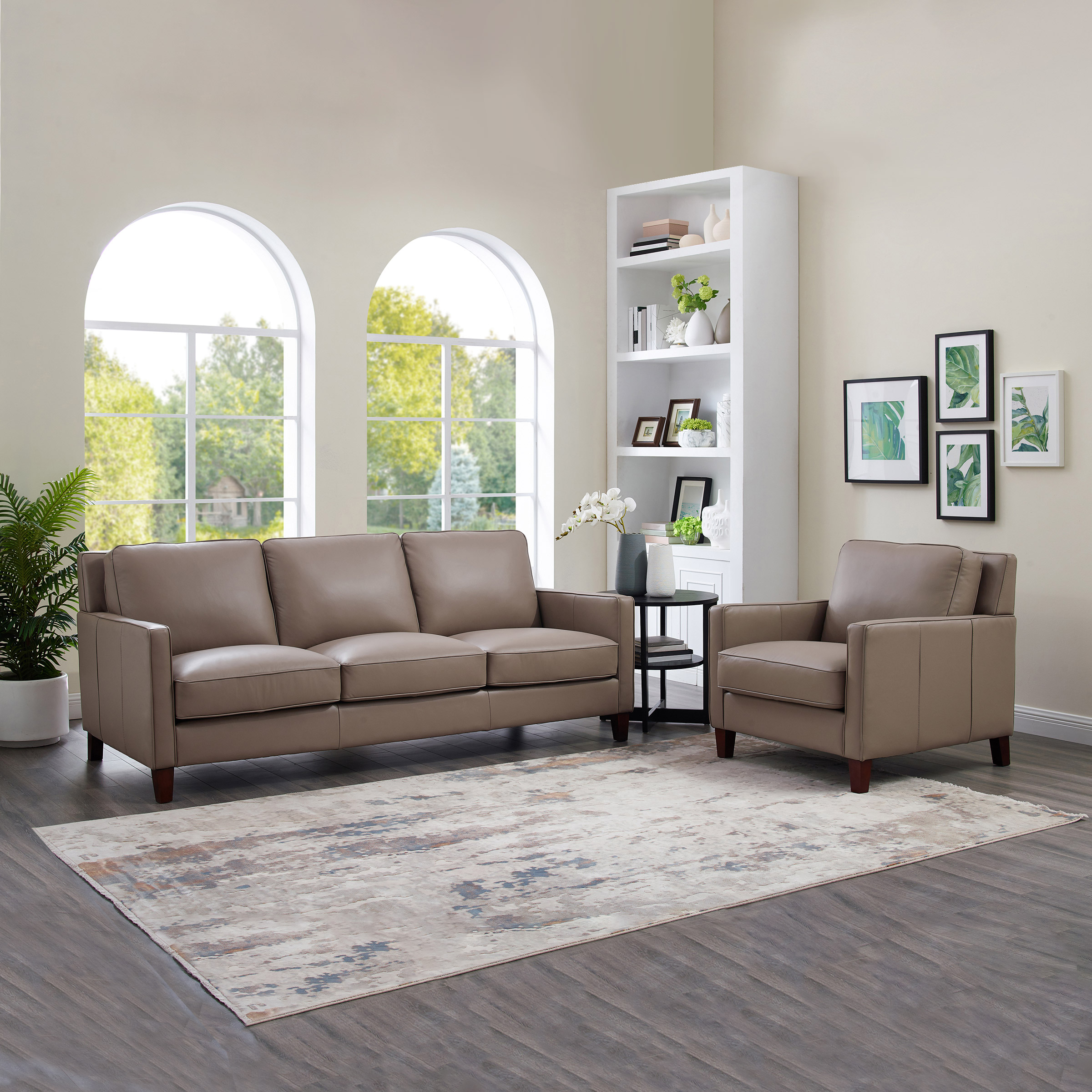 West Park Top Grain Leather Modern Sofa and Chair Costco