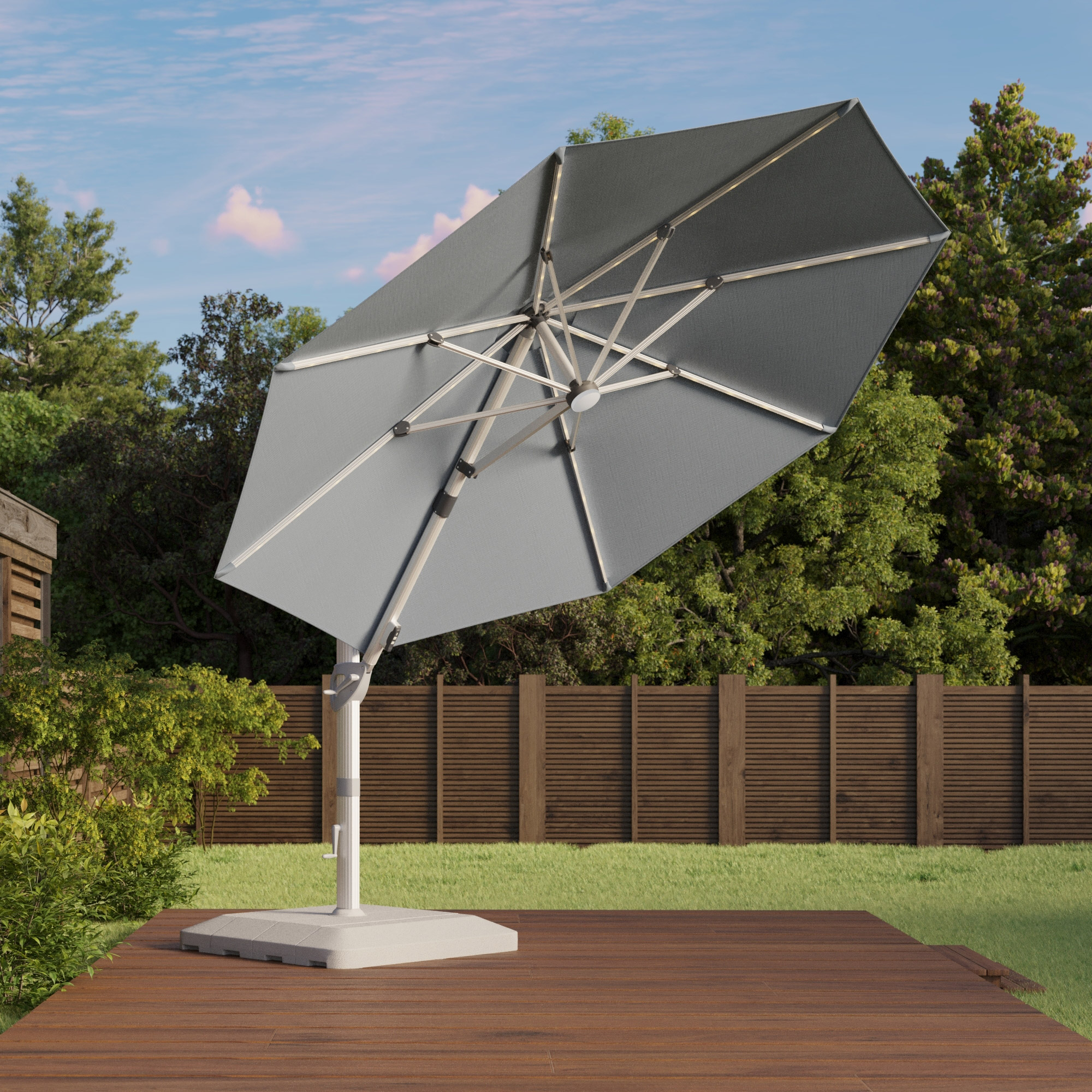 Seasons Sentry 3.35 m (11 ft.) Round LED Cantilever Umbrella Costco