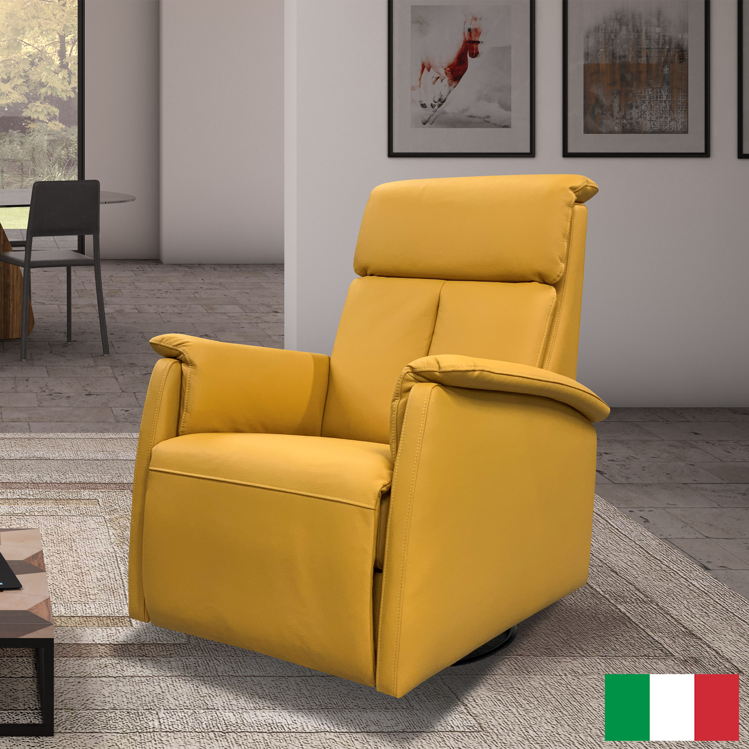 William Top Grain Leather Swivel Pushback Recliner Costco