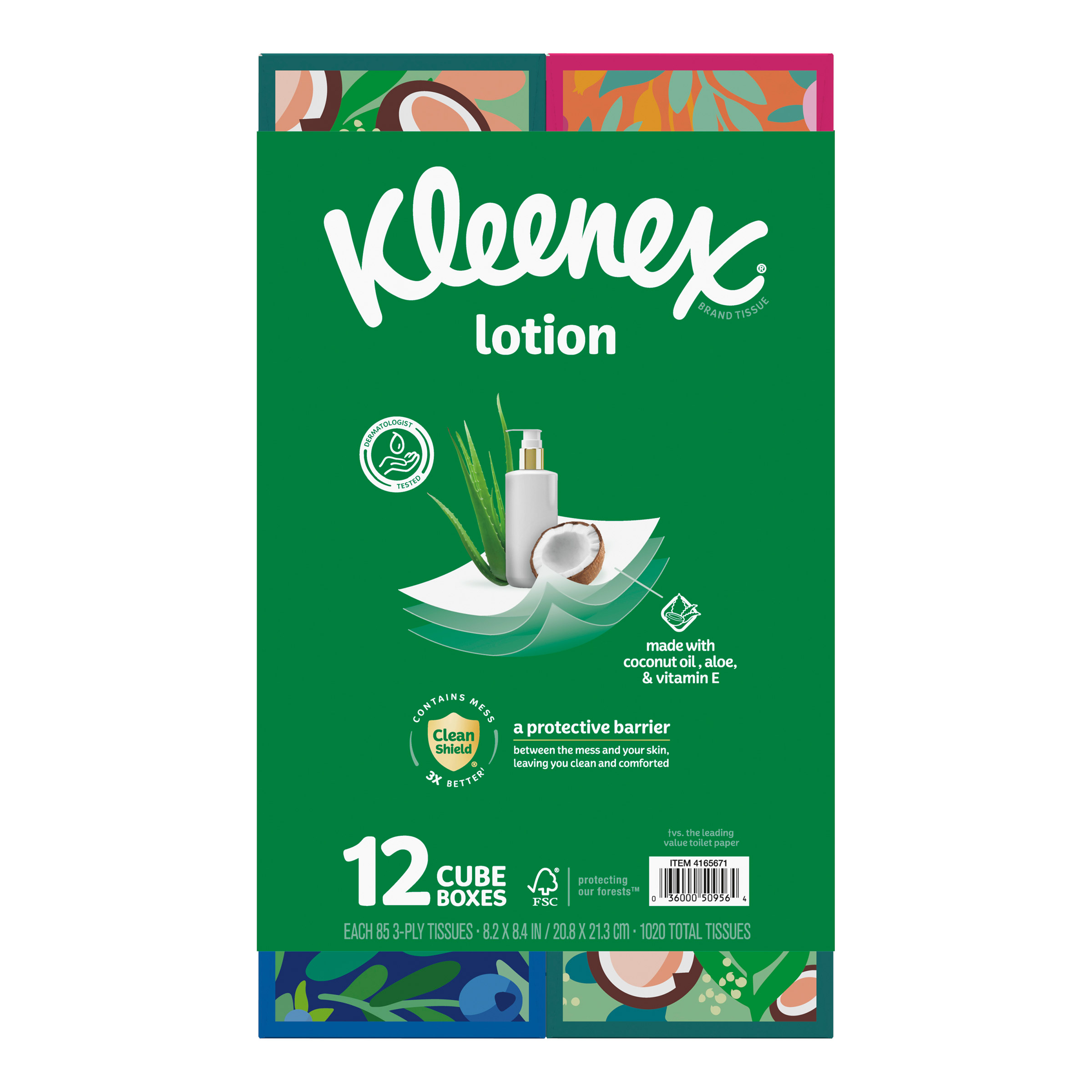 Kleenex Soothing Lotion Tissue, 3-Ply, 85-count, 12-pack