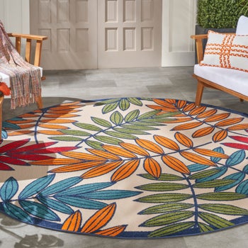 Nourison Veranda Indoor/Outdoor Area Rug, Rainforest, 7'9” Round
