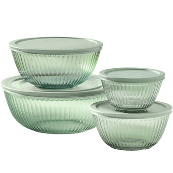 Pyrex 8-piece Tinted Glass Mixing Bowls, Green