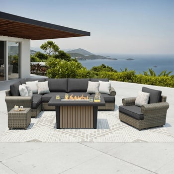 Sirio Regency 8-piece Fire Outdoor Patio Seating Set | Costco