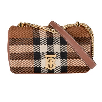 Burberry Small Lola Knit Check Leather Bag, Brown | Costco
