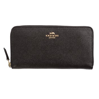 【こーじ】 Coach Crossgrain Leather Accordion Zip Wallet, Black | Costco