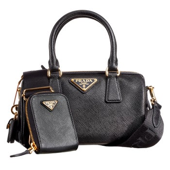 Prada Saffiano Leather Top Handle Bag, Black | Costco