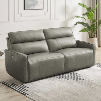 atsukooo ライトグレーXS Henredon Keira Leather Power Reclining Sofa with Power Headrests