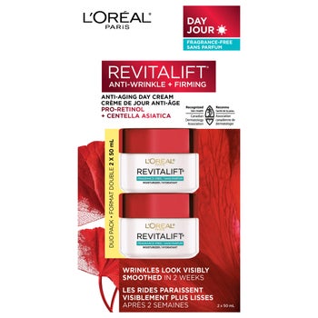 L'Oréal Paris Revitalift Fragrance-Free Anti-Aging Day Moisturizer, 2 x 50 mL