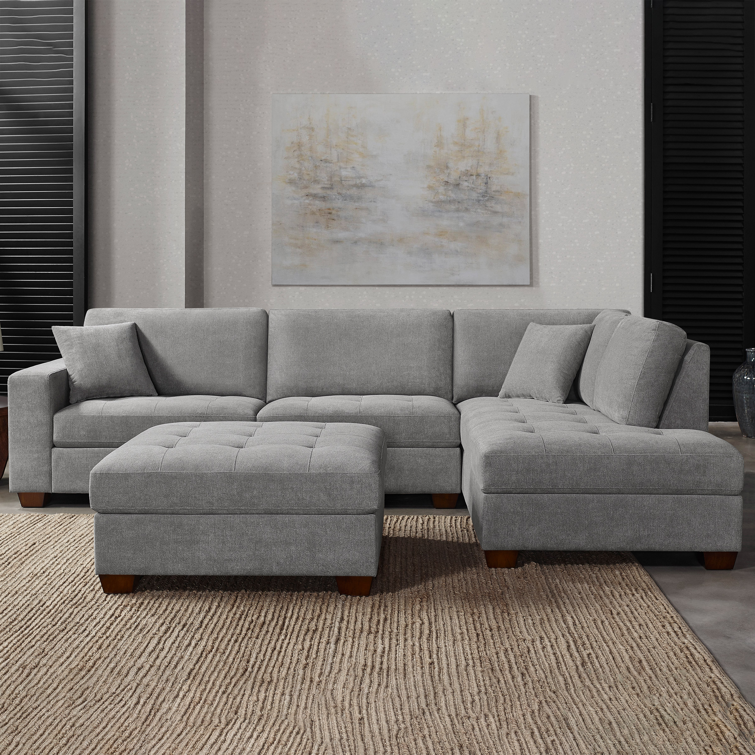 Miles Fabric Sectional with Ottoman