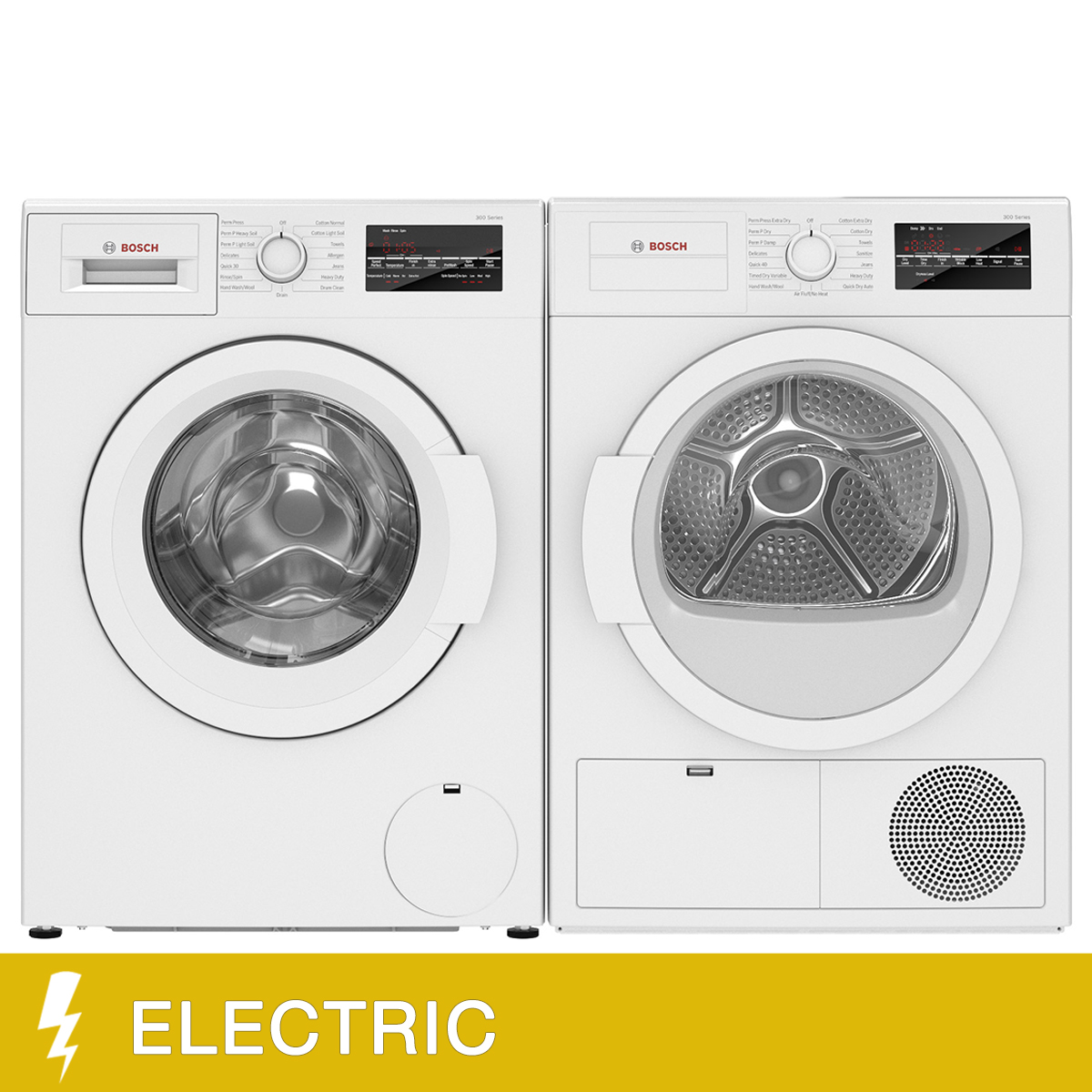 Bosch 300 Series 2piece White Front Load Compact Laundry Suite with 2.