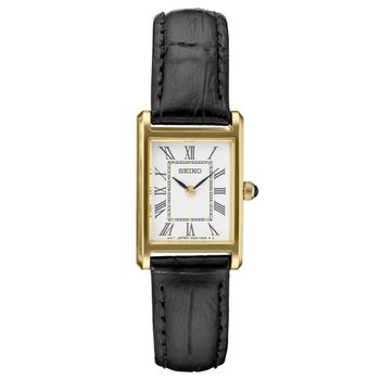 seiko women's leather strap solar dress watch Seiko SUP198 Women's Dress Solar Black Dial Black Leather Strap Power  Reserve Watch