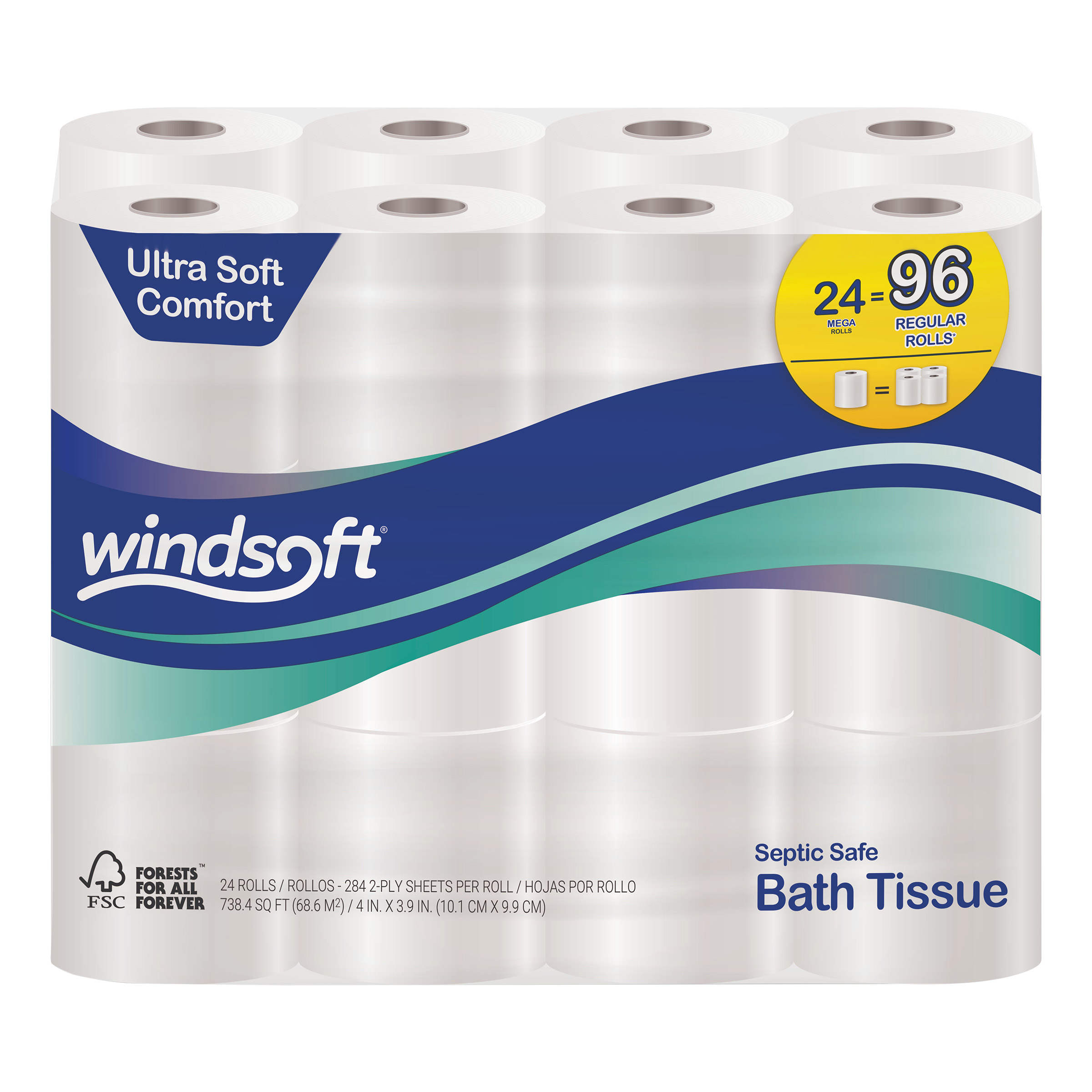 Windsoft Bath Tissue, 2-Ply, 284 Sheets, 24 Rolls | Costco